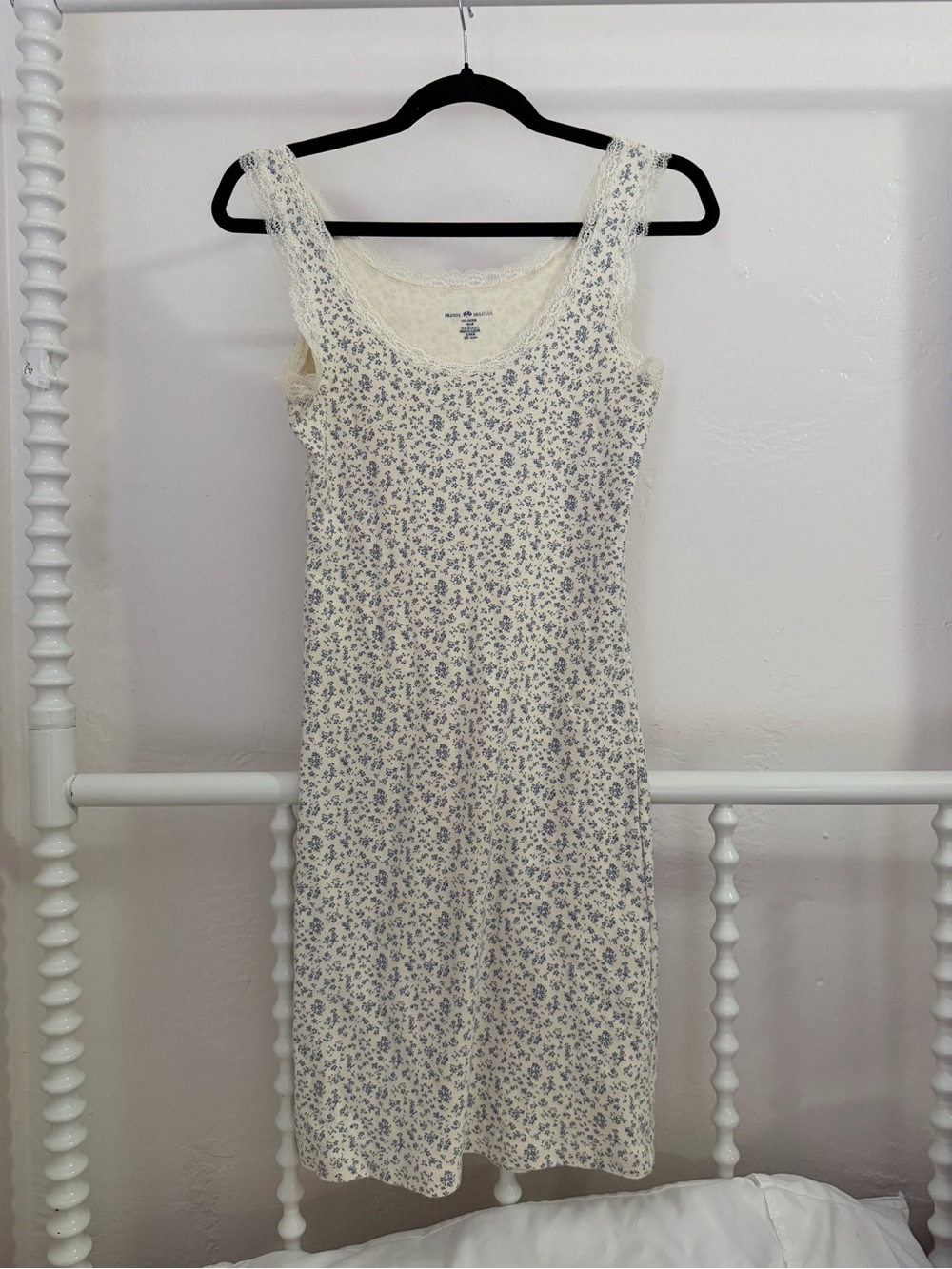 Brandy Melville Cream Floral Lace-Trim Tank Dress